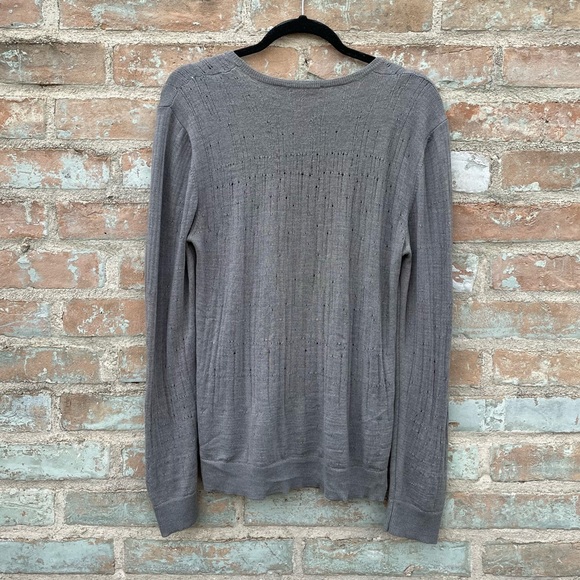 Neil Barrett Sweater Mens Grey Merino Wool Distressed Crew Neck Long Sleeve - Picture 5 of 12